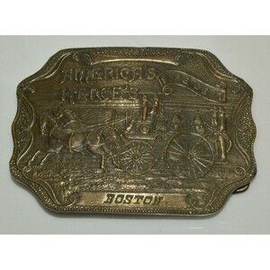Vintage America's Heroes Firefighters BOSTON Firemen Large High End Belt Buckle
